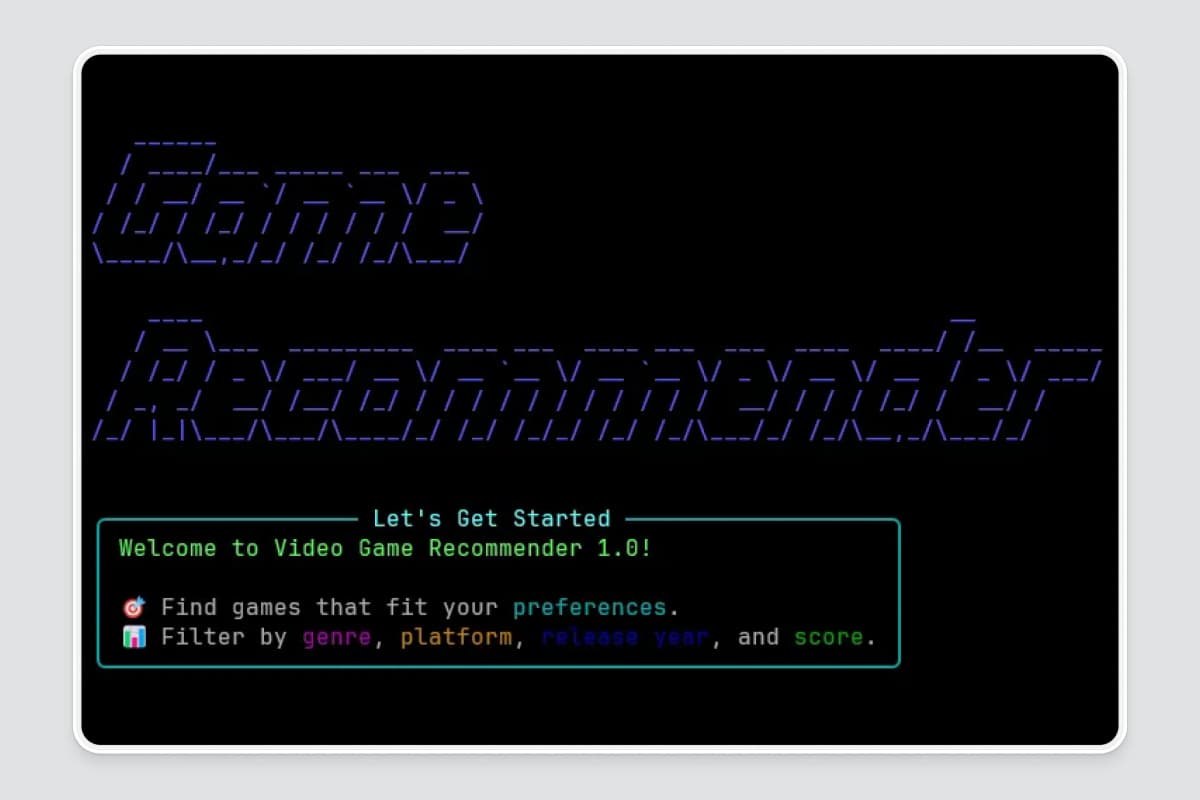 Image of video game recommendation software