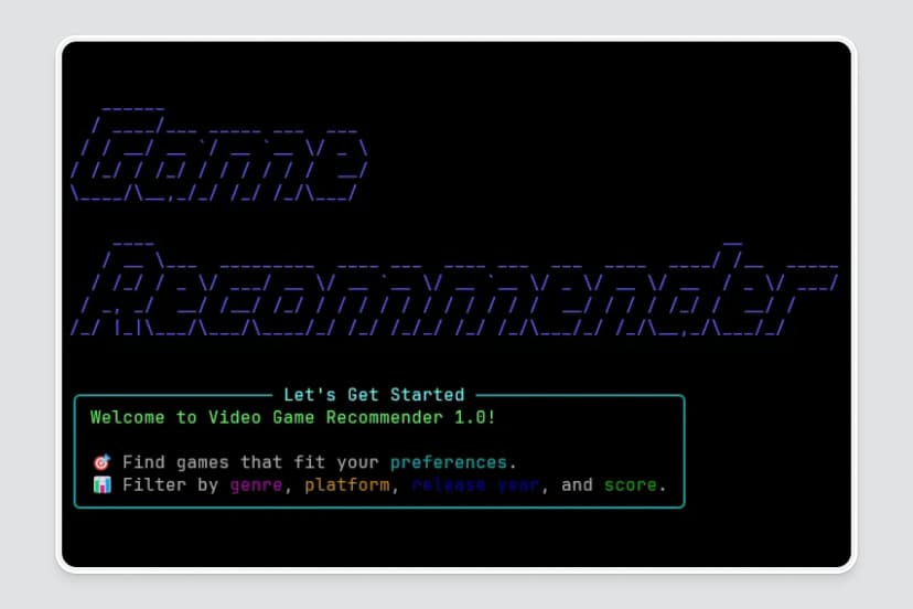 Image of video game recommendation software